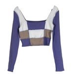 Forever 21 NWT  Crop Top Womes L Pastel Purple Ribbed Patchwork Colorblock Retro Photo 4