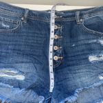 KanCan USA KanCan 100% Cotton Dark Wash High Rise Button Fly Ripped 3.5” Shorts Photo 9