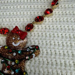 Betsey Johnson Betsy Johnson Big Jolly Ginger Bread Man Rhinestone Christmas Holiday Necklace. Photo 5