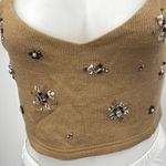Reath & Wren Brown Tan Ribbed Knit Beaded Sleeveless Tank Cami Crop Top Size L Size L Photo 2