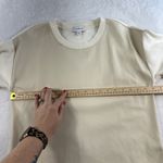 Evereve  S Small Kimberly Faux Leather Crew Neck Sweatshirt Cream Pullover Preppy Photo 7