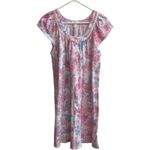 Miss Elaine Womens Nightgown Short Sleeve Floral Print Button Neck Size S Pink Photo 1