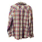 Talbots  Top Women XL Button Up Red Blue Brown Plaid Cotton Preppy Classic Spring Photo 1