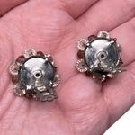 Vintage Unsigned AB Aurora Borealis Snowflake Shaped Clip On Earrings Cluster Multiple Photo 4