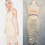 Zya‎ ZYA the Label Zephyr Halter Dress Cream Gold Ruched Halter Dress Size 12 Photo 1