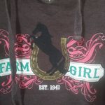 Farm Girl S Western Brown Horse Cowgirl Hoodie Top Photo 1
