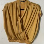 ZARA  Mustard Yellow Blouse with Tie Detail Photo 2