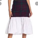 English Factory  Tartan Plaid Combo Skirt Carbon Blue Women's Size M Photo 0