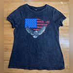 City Chic women’s charcoal Eagle flag short sleeve Graphic Grunge T-Shirt|Sz:XS Photo 3