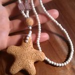 Orange Starfish Lava Stone and White and Blue Howlite Necklace Photo 4