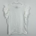 Industry 100% Pima Cotton Ruffle Flutter Sleeve Blouse Crisp White Casual Top Size M Photo 4