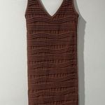 Aura Mini Dress Ribbed Tight Fitted V Neck Brown Size S/M Photo 0