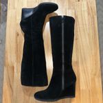 Franco Sarto Women's Black Suede Leather Zip 'Watch’ Wedge Boots, Size 8.5, EUC Photo 2