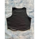 Pazzo Black Asymmetrical Waffle Knit Crop Top with Contrast Stitching Medium Photo 3