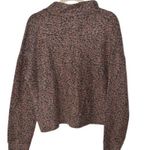 MONROW Brown Leopard Print Quarter Zip Pullover Sweater Large Photo 1
