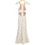 Elegant White Halter Floral Lace Gown Slit Embellished Waist Size 0 Slit Formal Photo 6