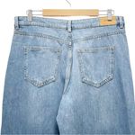 Stradivarius Super Wide Leg High Rise Slouchy Jeans Medium Wash Raw Hem Size 14 Photo 5