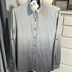 Chelsea & Theodore Long Sleeve Grey Dip Dye Button Front Womens S Blouse Tunic Gray Photo 4