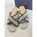 J.Crew Womens Glitter Criss Cross Slip On Block Heel Sandals Slides Size 8 Photo 1