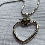 Brighton Vintage Silver tone Scroll Heart Charm Clip Swarovski Crystal Necklace Photo 3