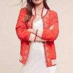 Anthropologie  Conditions Apply Arabella Embroidered Red Bomber Jacket Size Small Photo 0