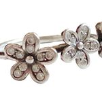 Sterling Silver 925  3 Flowers Ring Sz 9 Photo 6