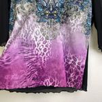 Cactus Shirt Womens Medium Purple Top Leopard V Neck Butterfly Sheer Ruffle Blue Photo 4