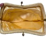 American Vintage Beaded Butter Yellow Kisslock Clutch Photo 3