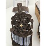 Nine West Brown Suede And Cork Thong Wedge Sandals Strappy With Flower Size 9 Photo 3