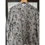Peplum‎ Puff Sleeve Button Down Horse Shirt Size Large Brown Photo 3