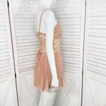 Privy  Lace Top Pleated Chiffon Shorts Romper‎ Playsuit Tan Nude Medium Photo 2