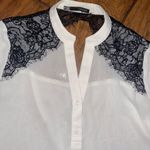 Maurice's Maurice’s lightweight dress top cream with black lace size medium Photo 1