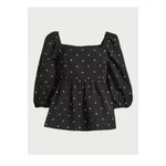 Free Assembly Womens Square Neck Washed Black Peplum Top, Size S 4 Photo 2