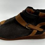 Anthropologie Anthro Gee Wawa Grace Peep Toe Sandals Buckle Ankle Zip Suede Leather Gray 9M Photo 2