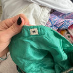 Vintage 80s Sequins Silk Beaded Top Emerald Floral life of a showgirl blouse Silver Size M Photo 8