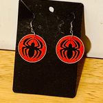 Spiderman Logo Hook Earrings Red Photo 1