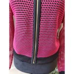 a.n.a  Bomber Jacket Womens PL Pink Black Mesh Polyester Long Sleeve Full Zip Photo 9