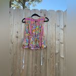 Rachel Zoe Small bright pink paisley sleeveless top w drawstring waist fairy Photo 3