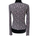 SO  Black Floral Cropped Thermal Long Sleeve Top Y2K 90s Medium Photo 4