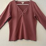 J.Jill  burgundy textured knit long sleeve shirt size large Photo 2