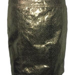 VO Jeans Snake Print Mini Skirt L Gold Polyurethane Front Knit Back Full Zip Photo 0