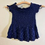 Japna  Navy Off Shoulder Smocked Top with White Dots Size XS Photo 1