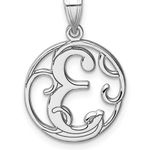 Sterling Silver Small Rhodium-plated Fancy Script Letter E Initial Pendant Photo 0