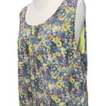 CAbi Positano Layered Tank Top Womens L Blue Yellow Floral Chiffon Feminine Boho Photo 2