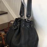 Cole Haan Black Tumbled Leather Bucket Bag Top Handle & Crossbody Strap Photo 4