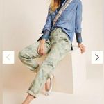 Anthropologie  The Wanderer Pants Women's 25 Green Linen Blend Cargo Stretch Y2K Photo 0