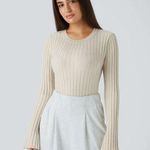 Halara Round neck long sleeve frill casual sweater Photo 0