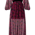 LDT Brooke Floral Long Sleeve Maxi Dress in Purple Multi, Size US 8 Photo 0
