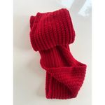 J.Jill Red Knit Infinity Scarf Ribbed Chenille-True Red Crochet Loop Scarf Photo 3