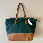 Dooney & Bourke  | Large Genuine Leather Green O Ring Shoppers Tote Photo 6